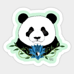 Panda Bear and Lotus Sticker